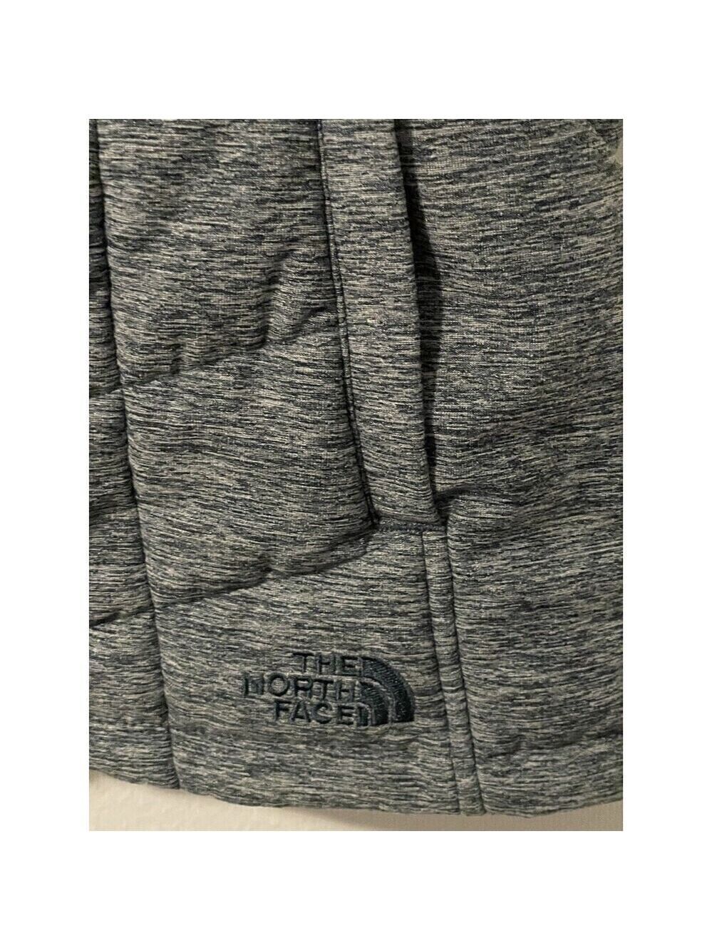 The North Face Sz S/P Heathered Gray Puffer Vest Womens Quilted Full Zip Logo - Picture 7 of 8